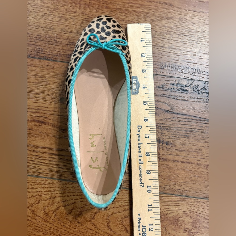 Leopard Print Ballet Flats with Teal Trim - Picture 5 of 10